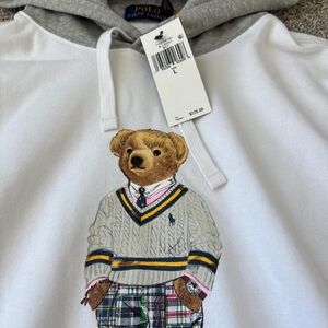 Polo by Ralph Lauren White Crewneck Sweater with Bear Design